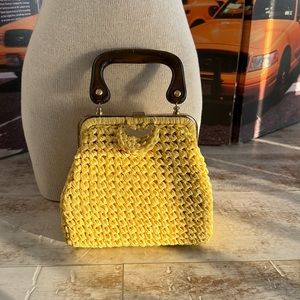 Vintage 1960's Yellow Woven Raffia handbag by Ritter Made in Italy